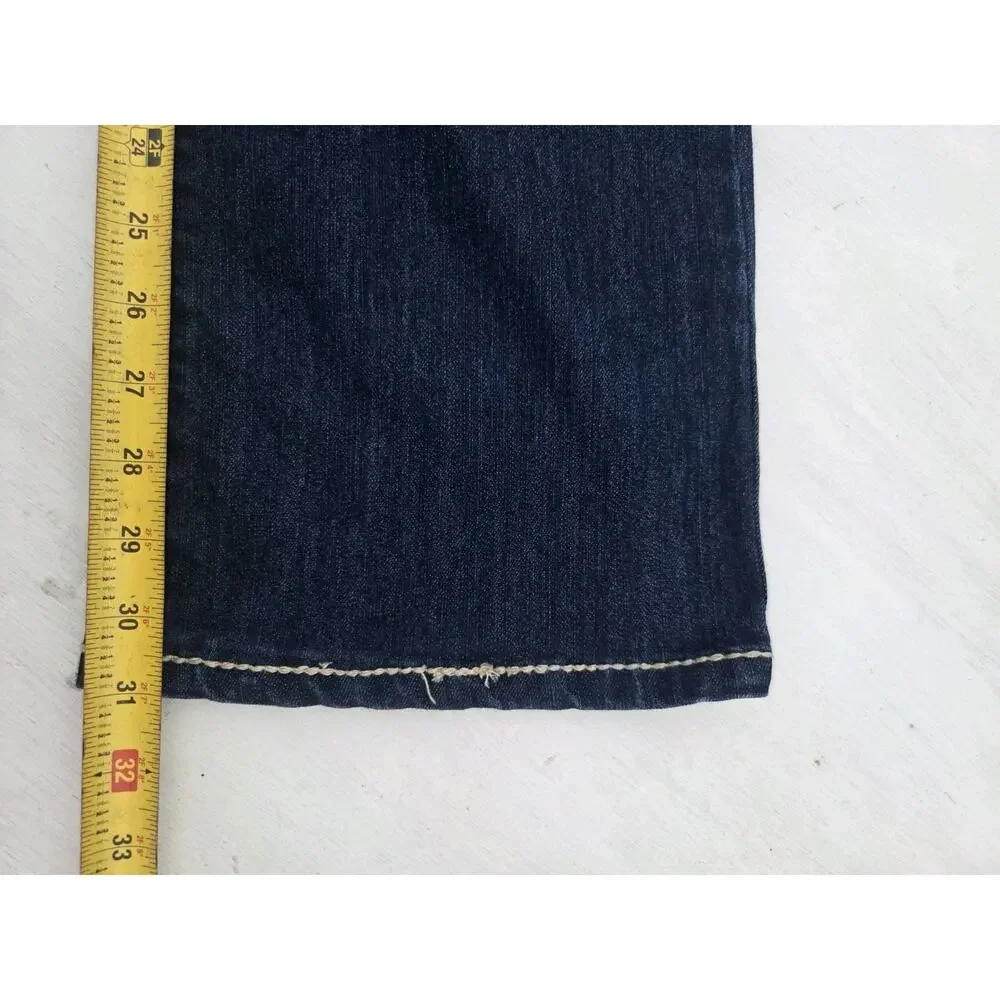 Code Bleu Jeans Andrea Bootcut Blue Denim Stretch Size 14/31R Bling Thick Stitch - Picture 10 of 10
